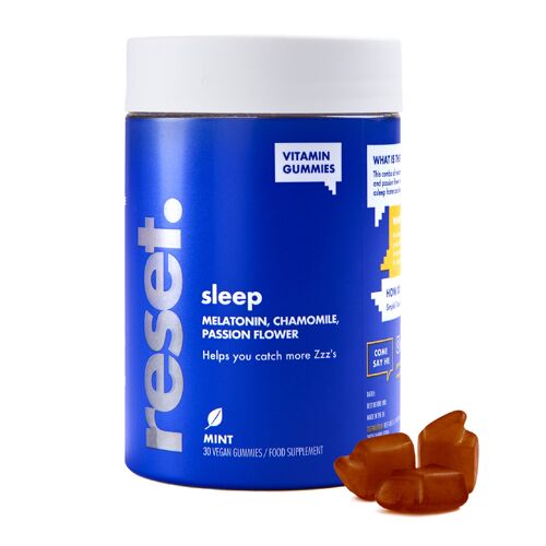 Gominolas para Dormir - Pasiflora, Manzanilla, Melisa - Para Dormir Bien -  Induce Al Sueño, Relax - 1 mes - Sin Azúcar Añadido - Sin Gluten  - Vegano  - Sabor Menta  - 30 gummies - reset.