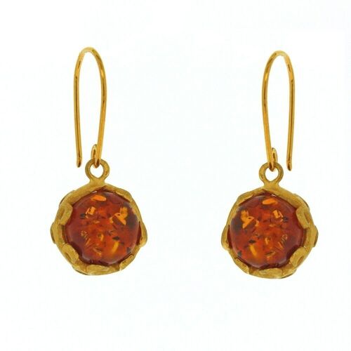 Yellow Gold Plated and Amber Sphere Earrings and Presentation Box