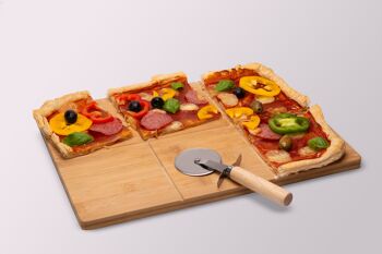 Planche à pizza en bambou avec coupe-pizza 2