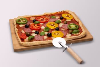 Planche à pizza en bambou avec coupe-pizza 3