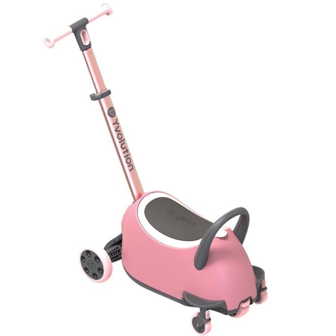 YGLIDER LUNA RIDE-ON ET SCOOTER 4 EN 1 ROSE YVOLUTION