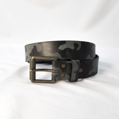 Cinturón de piel "Cuero de búfalo" 38mm Camuflaje