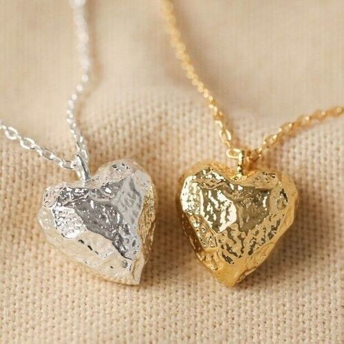 3D Molten Heart Pendant Necklace in Gold