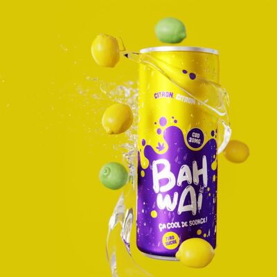 Bahwai | eau pétillante relaxante et sans sucre | goût Citron - Citron vert