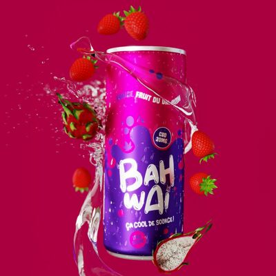 Bahwai | eau pétillante relaxante et sans sucre | goût Fraise - Fruit du dragon