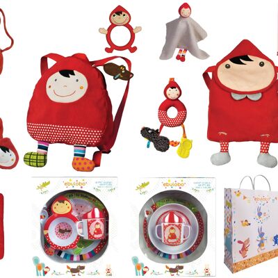 Red Riding Hood box early learning toys tableware accessories (Offered: 25 gift bags, a scarf display and 2 scarves!!!)