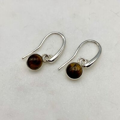 Silver Earpendant with a 8mm Tigereye