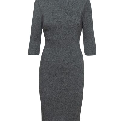 Grey Fitted Knit Dress