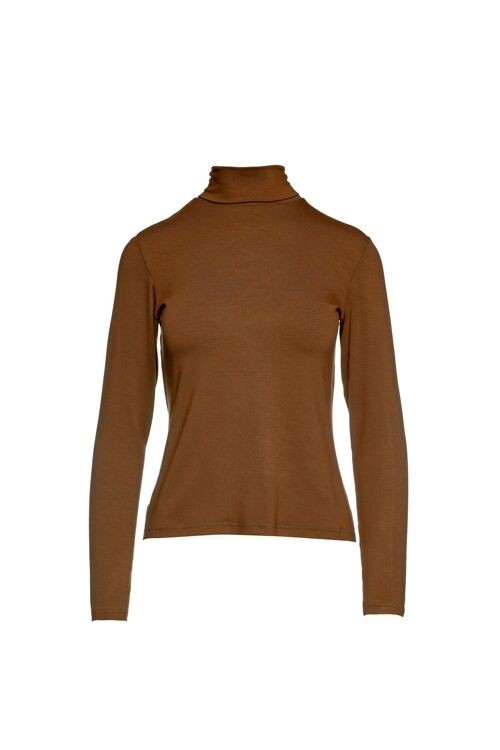 Biscuit Colour Long Sleeve Polo Neck Jumper