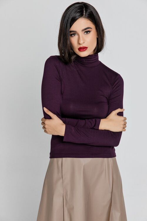 Purple Turtle Neck Top By Conquista