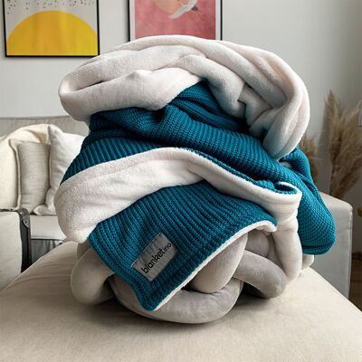 Blanket ”Knit” Petrol - 145x210 cm