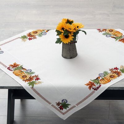 Thanksgiving Cross Stitch DIY Table Topper Kit, 90 x 90 cm