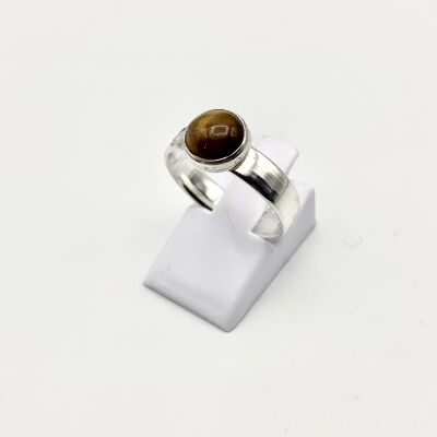 A silver ring with a 8mm Tigereye