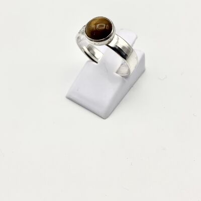 A silver ring with a 8mm Tigereye