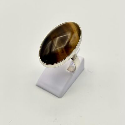 Silver ring with a 15x25mm Tigereye