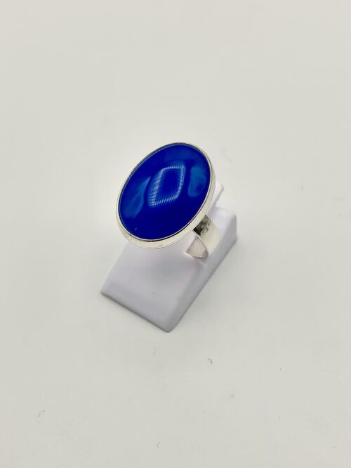 Silver ring with a 13x18mm blue Agate