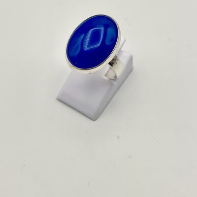 Silver ring with a 13x18mm blue Agate