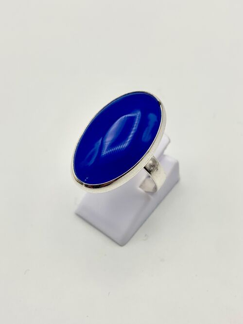Silver ring with a 15x25mm Blue Agate