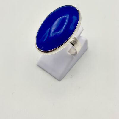 Silver ring with a 15x25mm Blue Agate