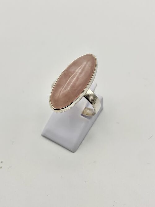 Silver ring with a 10x24mm Rose Quartz