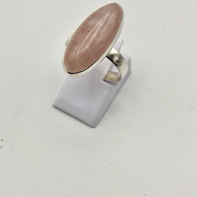 Silver ring with a 10x24mm Rose Quartz