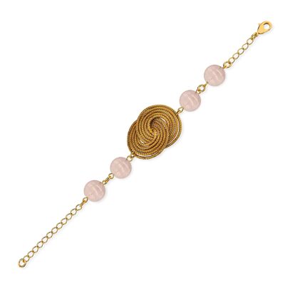 Bracelet Katrin Bio made of Golden Grass - Pink Quartz