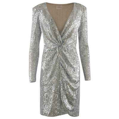 Kleid Pailletten Fest Silber