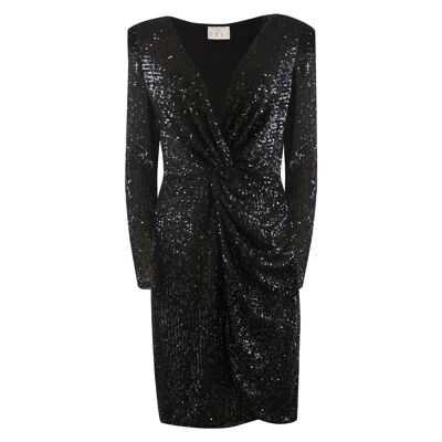 Robe Paillettes Solide Noir