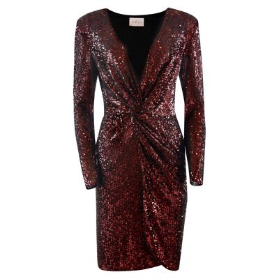 Robe Paillettes Solide Rouge