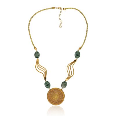 Halskette Bella  Bio aus Golden Grass - Dunkel Jade