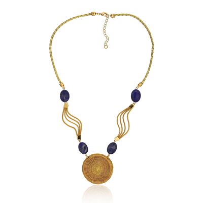 Necklace Bella Bio made of Golden Grass - Lapis Lazuli