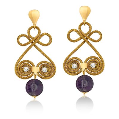 Earrings Amelie Bio made of Golden Grass - Amethyst