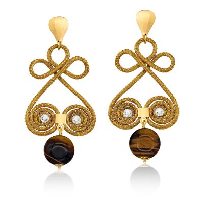 Earrings Amelie Bio made of Golden Grass - tiger eyes
