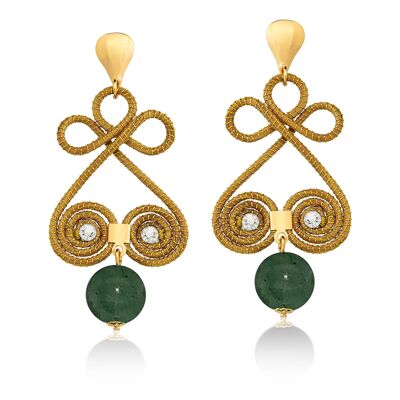 Boucles d'oreilles Amélie Bio en Herbe Dorée - Jade