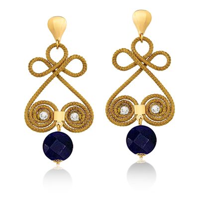 Earrings Amelie Bio made of Golden Grass - Lapis Lazuli