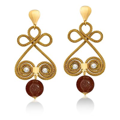 Earrings Amelie Bio made of Golden Grass - sun stone