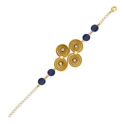 Bracelet Claudia Bio made of Golden Grass - Lapis Lazuli