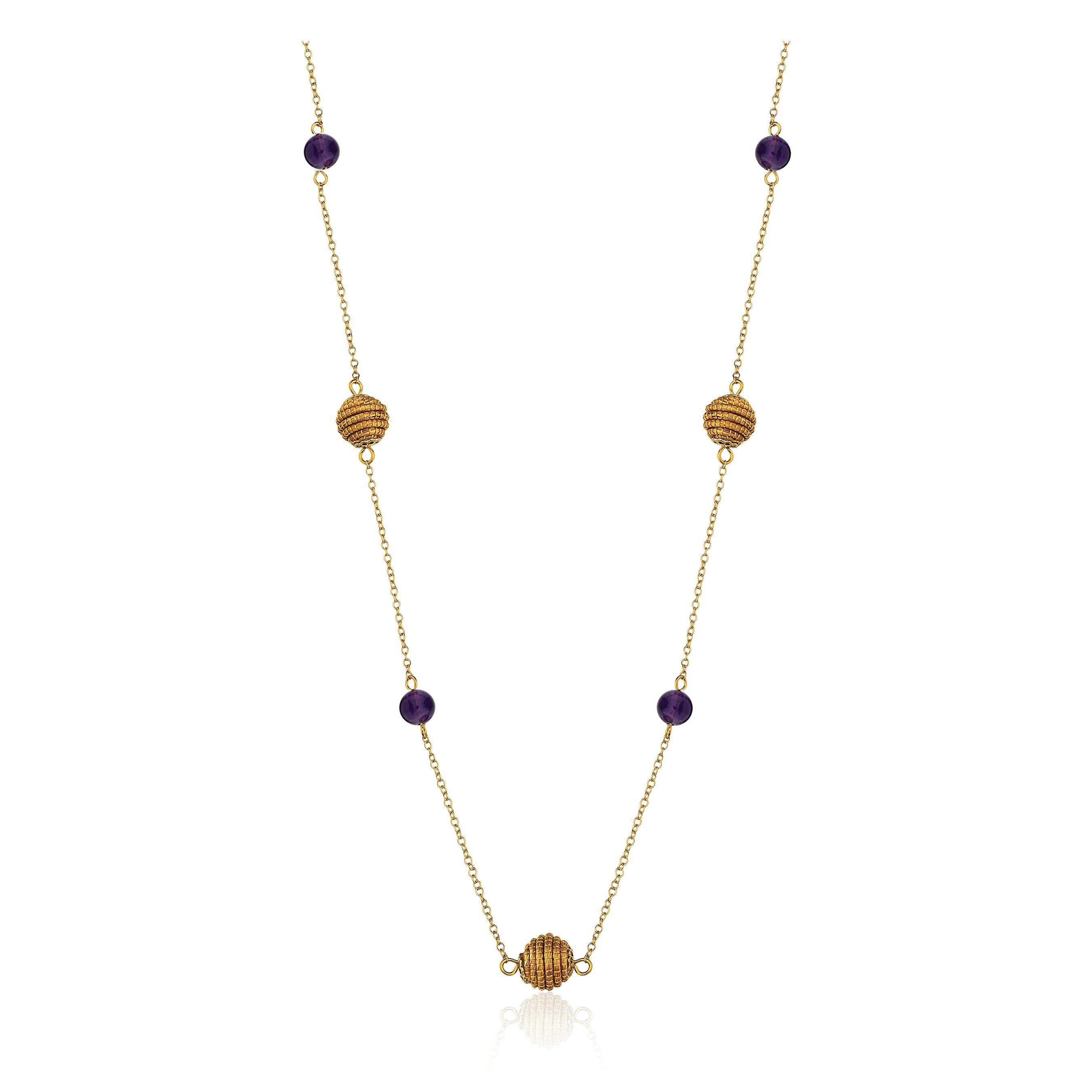 Kette Gisela  Bio aus Golden Grass - Amethyst