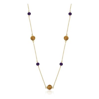 Necklace Gisela Bio made of Golden Grass - Amethyst