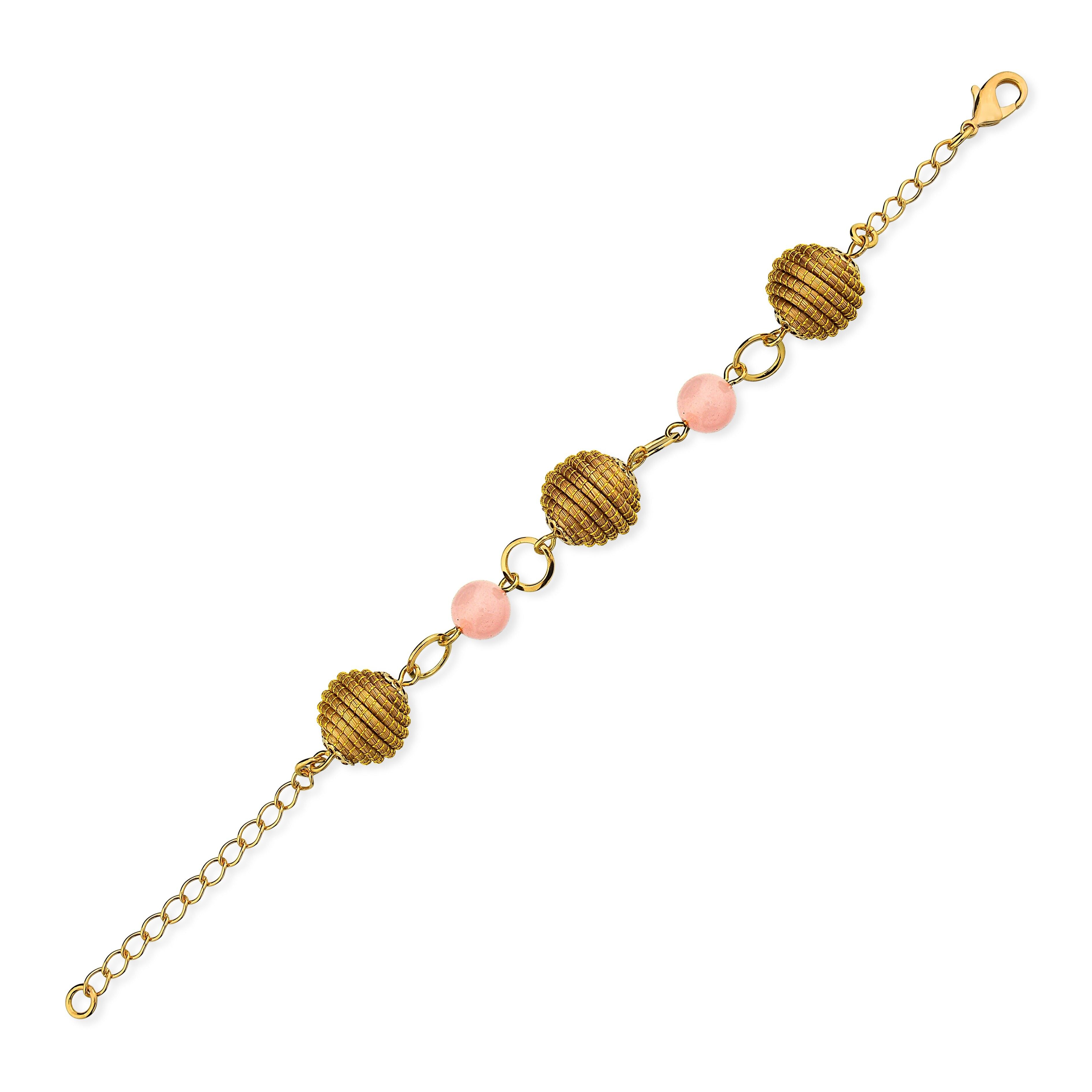 Armband Mia  Bio aus Golden Grass - Rosa quartz