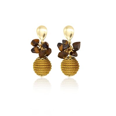 Boucles d'oreilles Petra Bio de Golden Grass - yeux de tigre