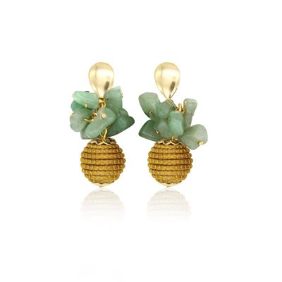 Boucles d'oreilles Petra Bio en Herbe Dorée - Jade