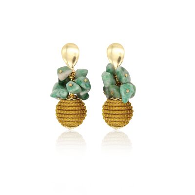 Pendientes Petra Bio en Hierba Dorada - Jade Oscuro