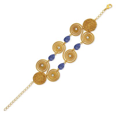 Bracelet Hanna Bio made of Golden Grass - Lapis Lazuli