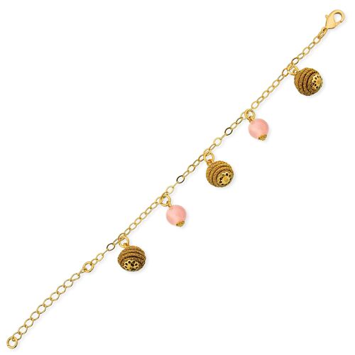 Armband Gisela Bio aus Golden Grass - Rosa Quartz