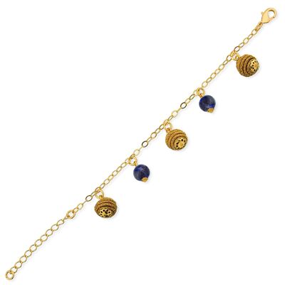 Bracelet Gisela Bio made of Golden Grass - Lapis Lazuli