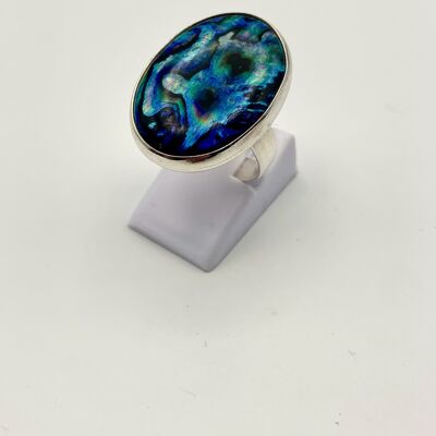Silver ring with a 18x25mm Paua Shell