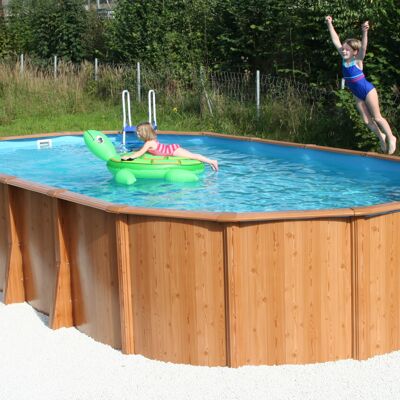 Woodstyle oval pool Gigazon 5.40x3.60x1.32m with 15cm wide handrail