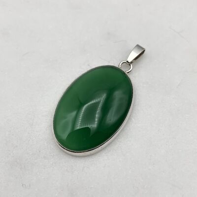Silver pendant with a 20x30mm Green Agate