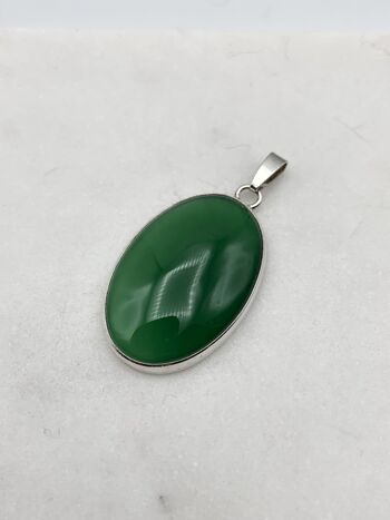 Pendentif en Argent avec une Agate Verte 20x30mm